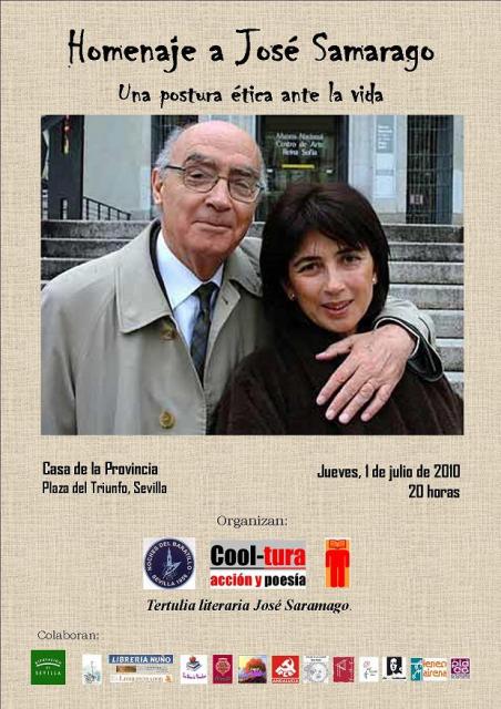  HOMENAJE A JOSÉ SARAMAGO EN SEVILLA (Cartel. Homenaje a José Saramago 1-7-7-2010. Sevilla.JPG)