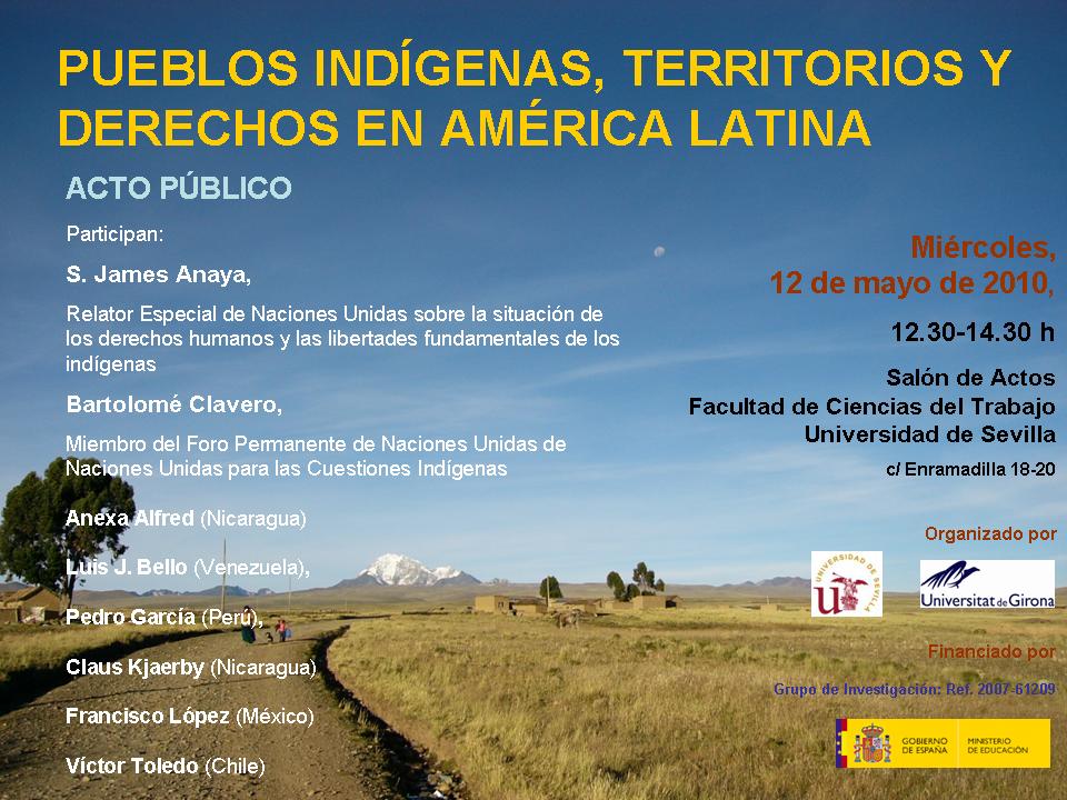 CHARLA-DEBATE: PUEBLOS INDÍGENAS, TERRITORIOS Y DERECHOS EN AMÉRICA LATINA (Seminario indígenas_cartel definitivo.jpg)