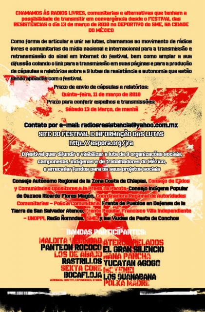 Convocatoria a la tranmisión colectiva del Festival de las Resistencias 1