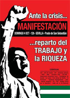 Cartel Manifestación. ANTE LA CRISIS: Reparto del Trabajo y la Riqueza